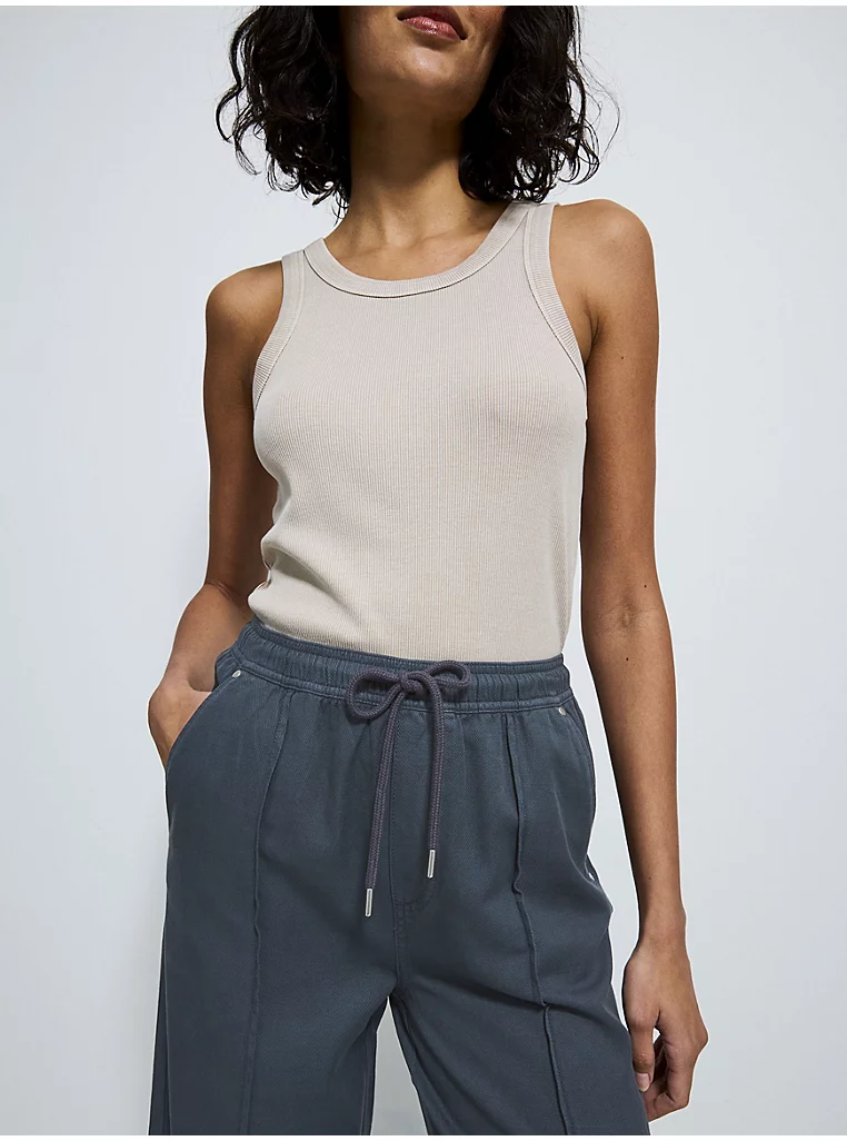 Charcoal Grey Twill Wide Leg Joggers - Image 3